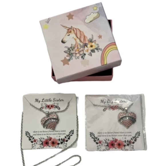 BUNDLE 3 FOR $18
- Big Sister Little Sister PINK Necklace Set UNICORN GIFT BOX - Picture 1 of 5
